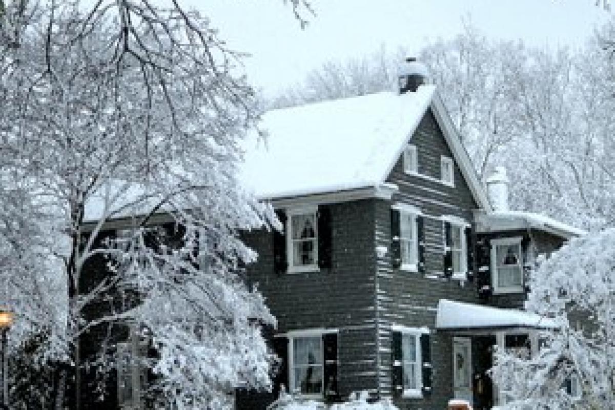 Snow Covered Whitman-Stafford Farmhouse
